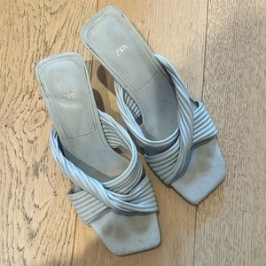 Baby blue Zara Slide heels 36